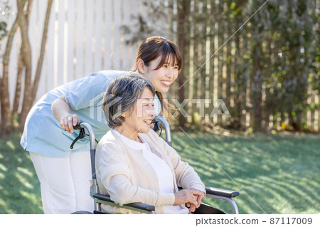 Caregiver and senior women Caregiver and senior women 87117009