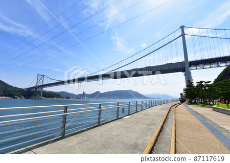 Scenery of Kanmon Bridge, Mojiko and Shimonoseki and Kanmon Strait Scenery of Kanmon Bridge, Mojiko and Shimonoseki and Kanmon Strait 87117619