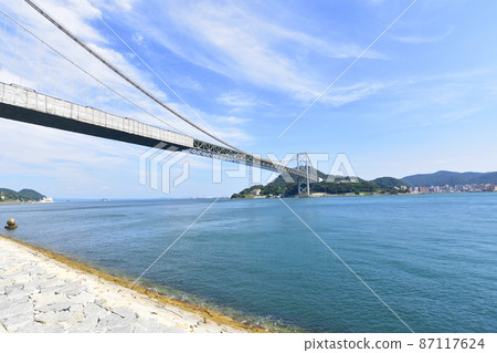 Scenery of Kanmon Bridge, Mojiko and Shimonoseki and Kanmon Strait Scenery of Kanmon Bridge, Mojiko and Shimonoseki and Kanmon Strait 87117624