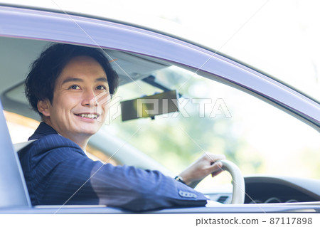 A man going to work by car 87117898