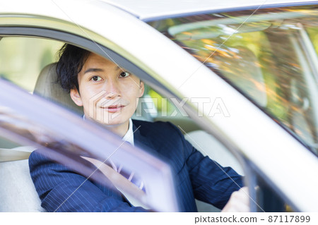 A man going to work by car 87117899