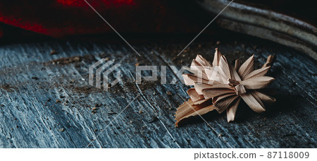 braided palm leaf for Palm Sunday, web banner 87118009