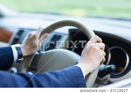 Hands holding the handle 87118027