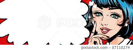 Illustration of a beautiful blue-haired manga in the 1960s 87118274