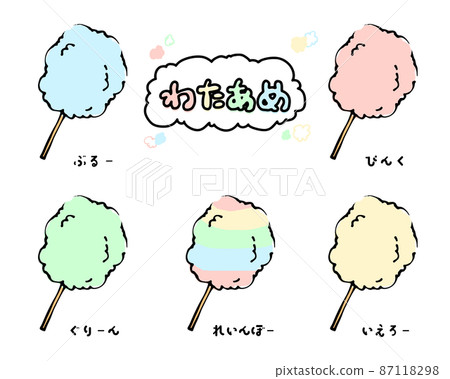 手繪夏日節日站餐插畫彩色棉花糖套裝 手繪夏日節日站餐插畫彩色棉花糖套裝 87118298