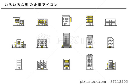 Simple corporate icon set materials in various shapes, vectors 87118303
