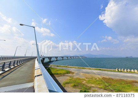 Scenery of Kitakyushu Airport and connecting bridge Scenery of Kitakyushu Airport and connecting bridge 87118375