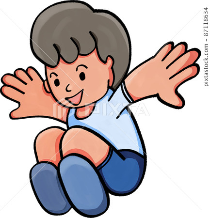 A boy who is jumping 87118634