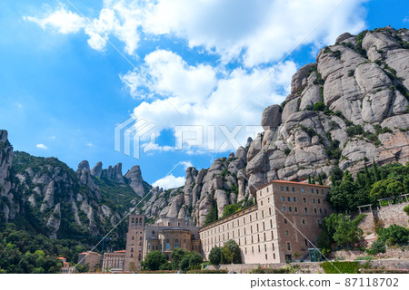 Mountains of Montserrat and the Monastery of Santa Maria de Montserrat Catalonia, Spain Mountains of Montserrat and the Monastery of Santa Maria de Montserrat Catalonia, Spain 87118702