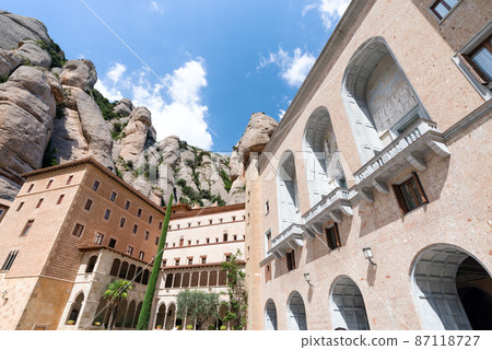Facade of the Monastery of Santa Maria de Montserrat on the mountain of Montserrat, Spain Facade of the Monastery of Santa Maria de Montserrat on the mountain of Montserrat, Spain 87118727