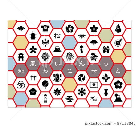 Japanese style icon set Japanese style icon set 87118843