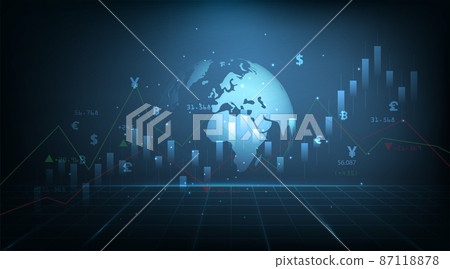 Business candle stick graph chart of stock market investment trading concept. 87118878