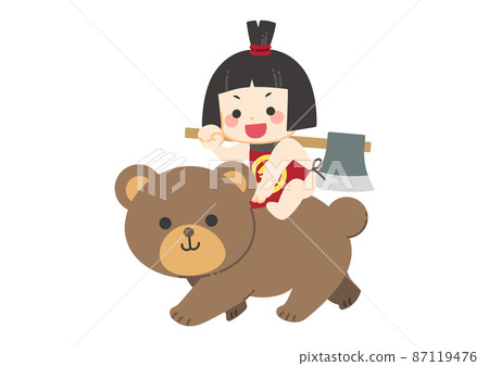 金太郎騎著熊兒童節的插圖/沒有畫線 金太郎騎著熊兒童節的插圖/沒有畫線 87119476