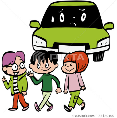 一個孩子橫著走以妨礙汽車 87120400