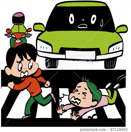 A child falling on a pedestrian crossing A child falling on a pedestrian crossing 87120402