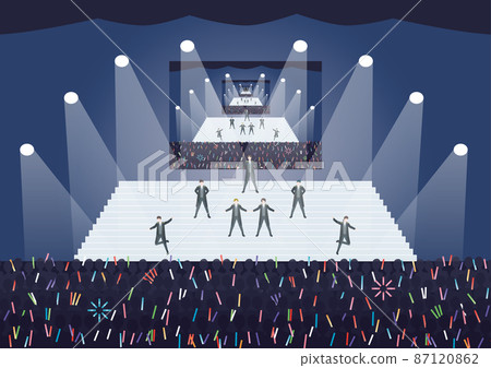 Male idol group singing and dancing on stage 87120862