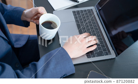 Businessman working from home Coffee break 87120882