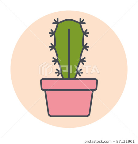 Isolated green cactus on a colored circle frame Vector Isolated green cactus on a colored circle frame Vector 87121901