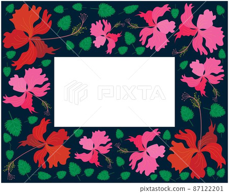 Frame of Fresh Colorful Hibiscus Flowers 87122201