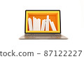 Bookshelf on computer screen concept 3d rendering 87122227