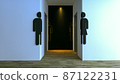 Public toilet entrance in modern cafes and public buildings with black-yellow signs 3d illustration 87122231