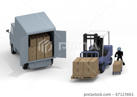 I have a forklift license. You can carry a lot of luggage. Sort your luggage. A person riding a forklift. 87123661