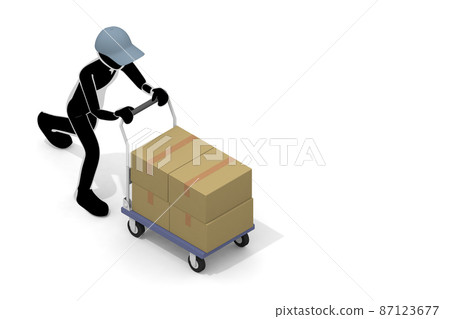 Delivery truck. Transportation cars and people. Place your luggage on the trolley. Carry luggage by car. The person who delivers the package. Delivery truck. Transportation cars and people. Place your luggage on the trolley. Carry luggage by car. The person who delivers the package. 87123677