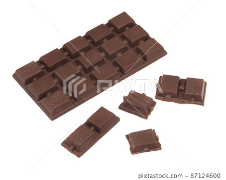 One dark chocolate bar on white background 87124600