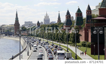 Moscow Red square. St Basils cathedral and Spasskaya tower Moscow Red square. St Basils cathedral and Spasskaya tower 87124701
