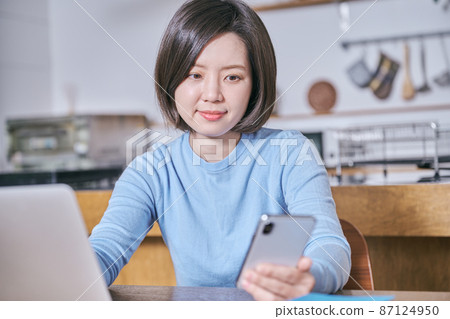 Young woman thinking about asset management Young woman thinking about asset management 87124950