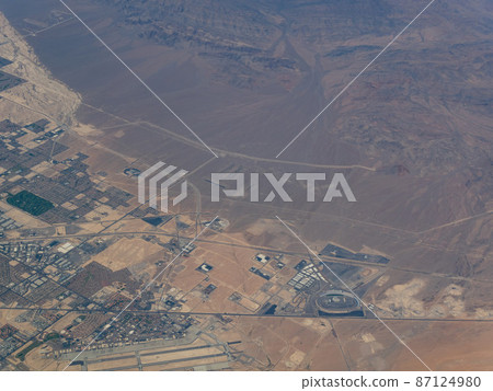 Aerial view of the Nellis US Air Force Base and cityscape Aerial view of the Nellis US Air Force Base and cityscape 87124980