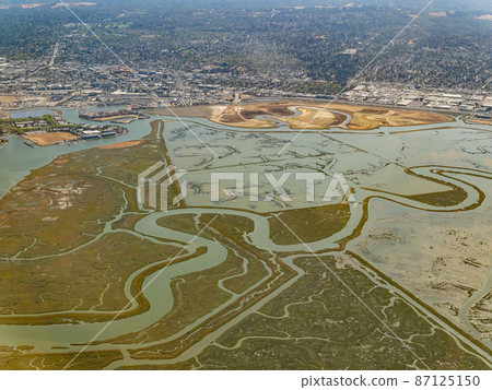 Aerial view of the Bair Island State Marine Park and cityscape Aerial view of the Bair Island State Marine Park and cityscape 87125150