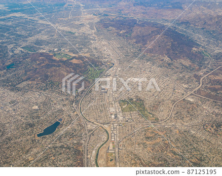 Aerial view of the Los Angeles Hollywood area cityscape Aerial view of the Los Angeles Hollywood area cityscape 87125195