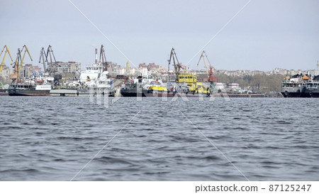 Cargo port for unloading ships, Russia Cherepovets. 87125247