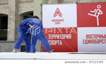 two wrestlers on tatami sambo, Moscow sport festival two wrestlers on tatami sambo, Moscow sport festival 87125305