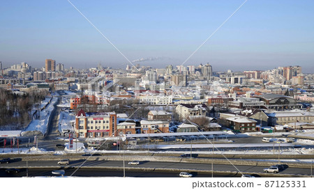 City Barnaul view of the city and church, Altai, Russia. 87125331