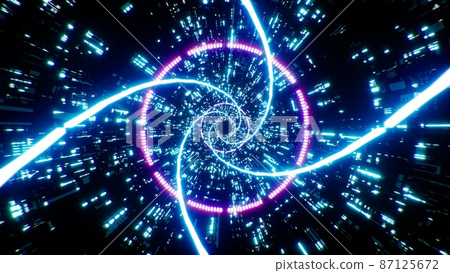 Shining Neon Spiral Light in the Technology Pattern Texture Background Shining Neon Spiral Light in the Technology Pattern Texture Background 87125672