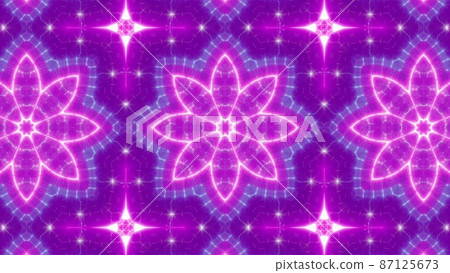 Shining Purple Neon Flower Kaleidoscope 87125673