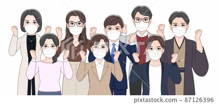 8 people wearing masks 87126396