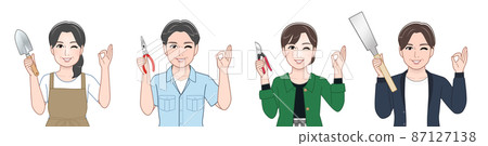 4 men and women with tools 87127138