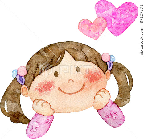 一個令人興奮的女孩的插圖（有一顆心） 87127371