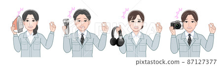 工作場所的人穿著工作服和拿著工具 工作場所的人穿著工作服和拿著工具 87127377