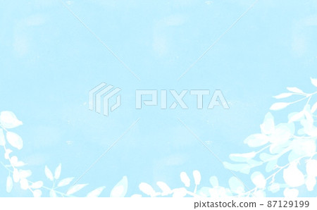 水彩。用水彩畫的植物裝飾框架。綠色草本植被框架。 87129199