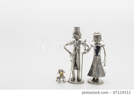 紳士和女士遛狗模型,金屬人物 紳士和女士遛狗模型,金屬人物 87129312