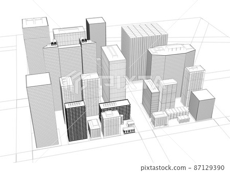 Buildings Buildings City Wire Wire Monochrome Black and White Line Drawing 87129390
