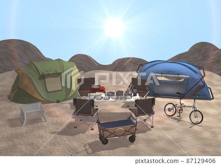 Camping camping outdoor rainbow ring reflection halo (3DCG image) 87129406