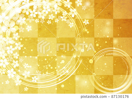 櫻花_方格圖案_金葉背景1190 櫻花_方格圖案_金葉背景1190 87130176