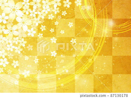 櫻花_方格圖案_金葉背景1189 櫻花_方格圖案_金葉背景1189 87130178