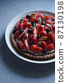 Handmade strawberry and blueberry tart 87130198