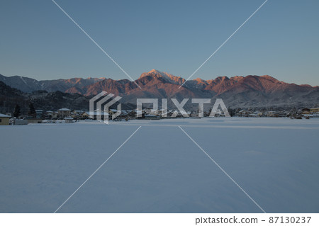 Hakushu-cho, Hokuto-shi, the cityscape of Hakushu the next morning after it snows t Morgenroth 87130237